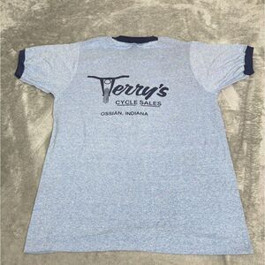 Vintage 80s Bicycle Short Sleeve T Shirt Men's Size Large Blue